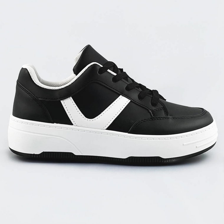 Sznurowane buty sportowe damskie czarno-białe (s070)