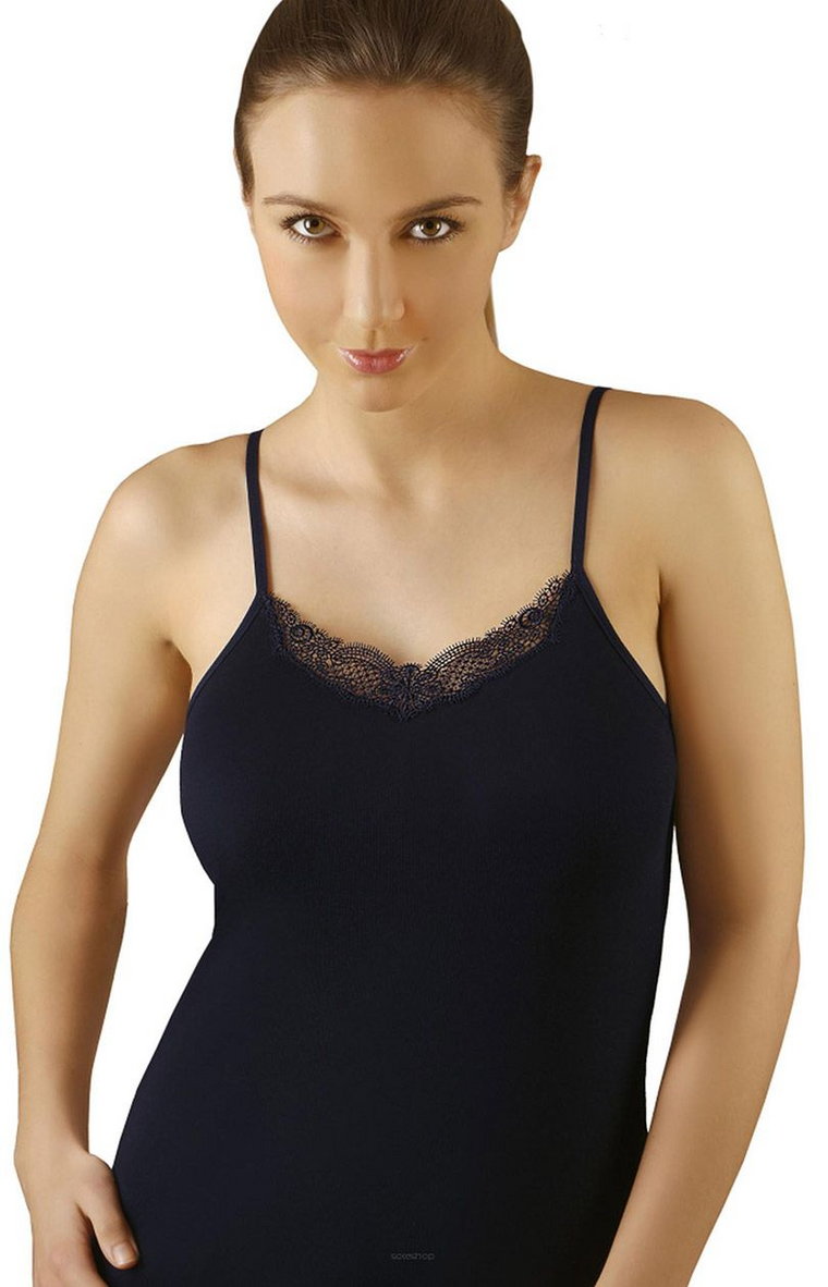 Bawełniana koszulka damska czarna na cienkich ramiączkach Sila, Kolor czarny, Rozmiar S, EMILI