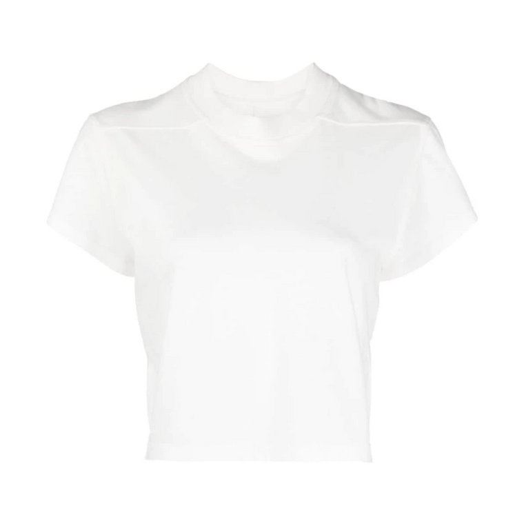 Biała Bawełniana Koszulka Crop z Wzorem w Paski Rick Owens