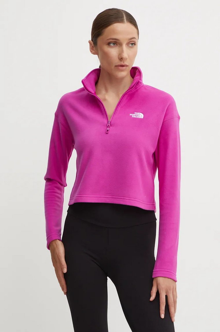 The North Face bluza sportowa 100 Glacier Cropped 1/4 Zip kolor różowy gładka NF0A855N1I71