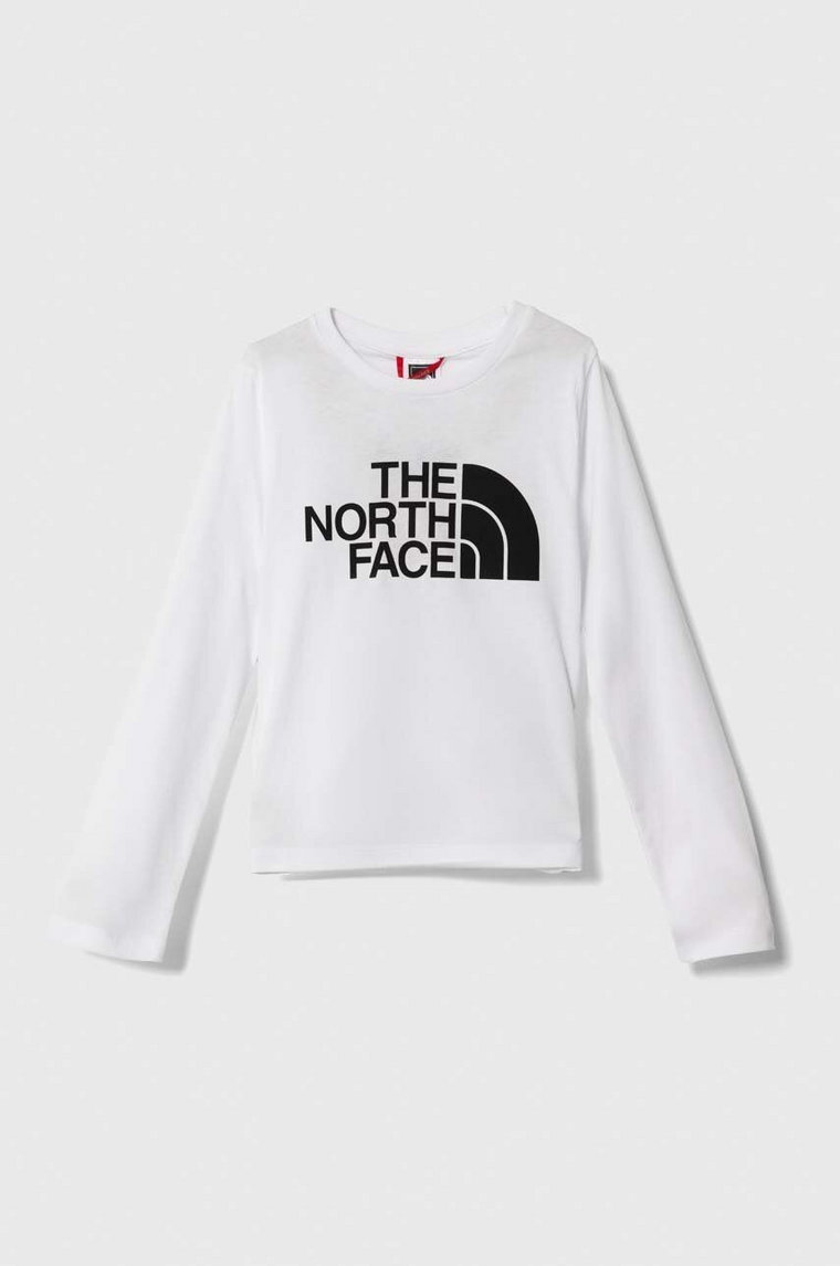 The North Face longsleeve bawełniany dziecięcy L/S EASY TEE kolor biały z nadrukiem