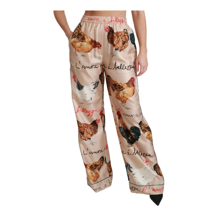 Hen Chicken Silk Pajama Trouser Pants Dolce & Gabbana