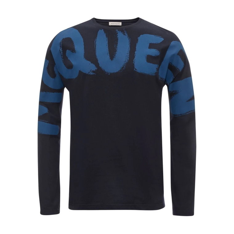 Navy Blue Logo Print Sweatshirt Alexander McQueen