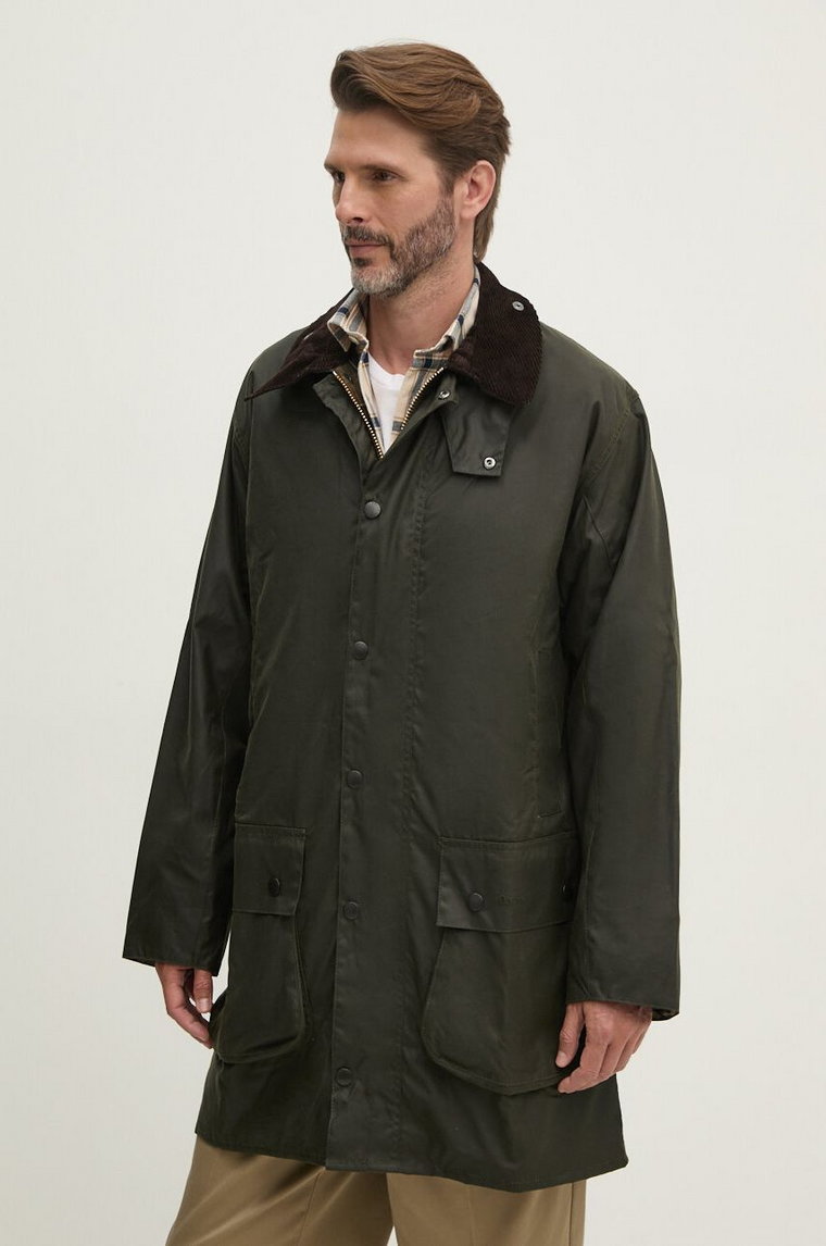 Barbour kurtka Border Wax Jacket męska kolor zielony przejściowa MWX0008