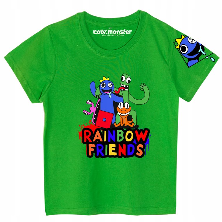 Koszulka dziecięca T-Shirt z krótkim rękawem Rainbow Friends Logo Zielona