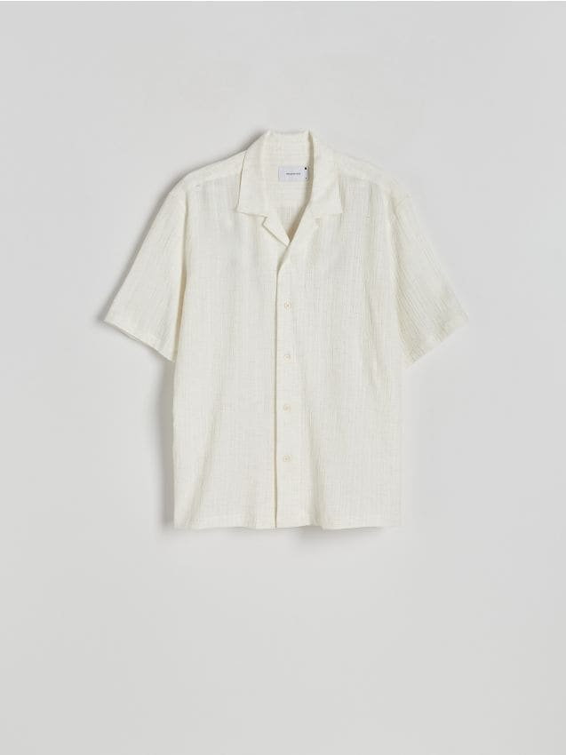 Reserved - Koszula ze struktralnej tkaniny - beżowy