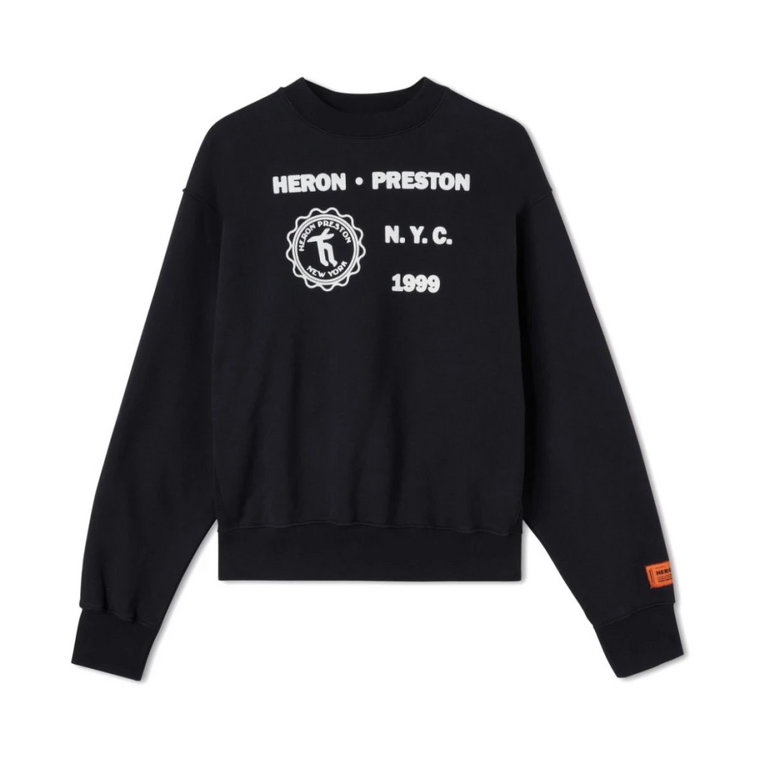 Czarny Sweter z Nadrukiem Logo Heron Preston