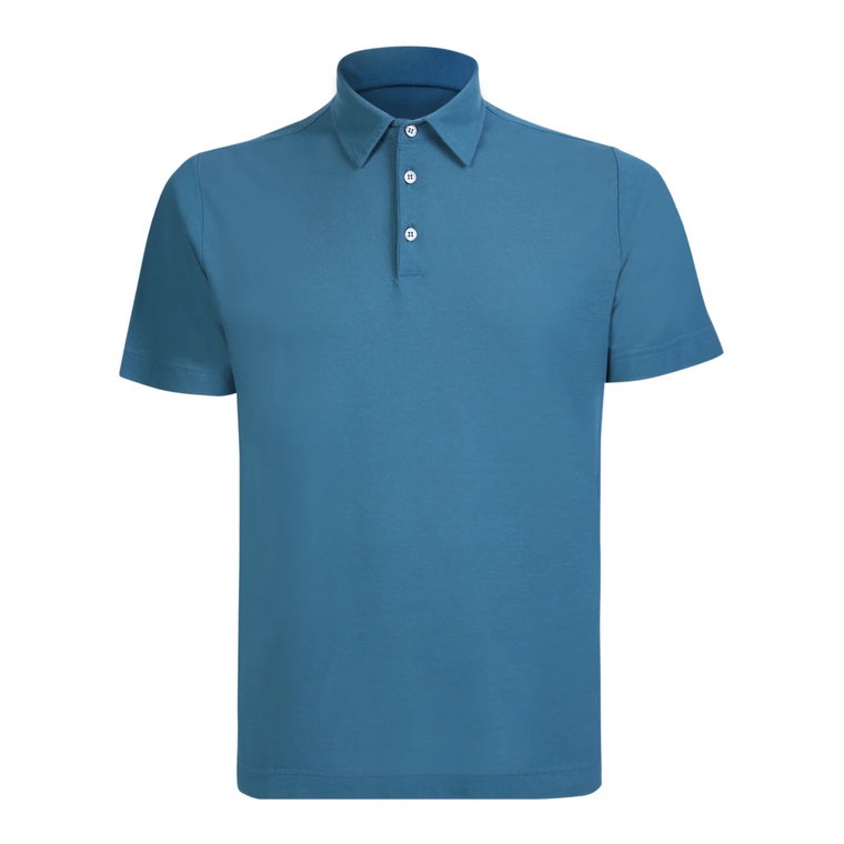 Niebieska bawełniana koszulka polo - Ponadczasowy minimalistyczny design Zanone