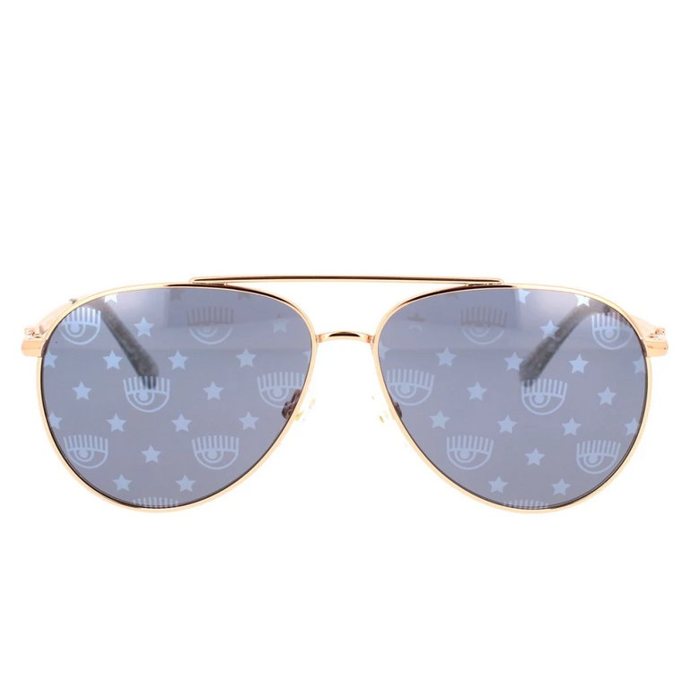 Eleganckie okulary przeciwsłoneczne Aviator z logo Eyelike i detalami w kształcie gwiazdek Chiara Ferragni Collection