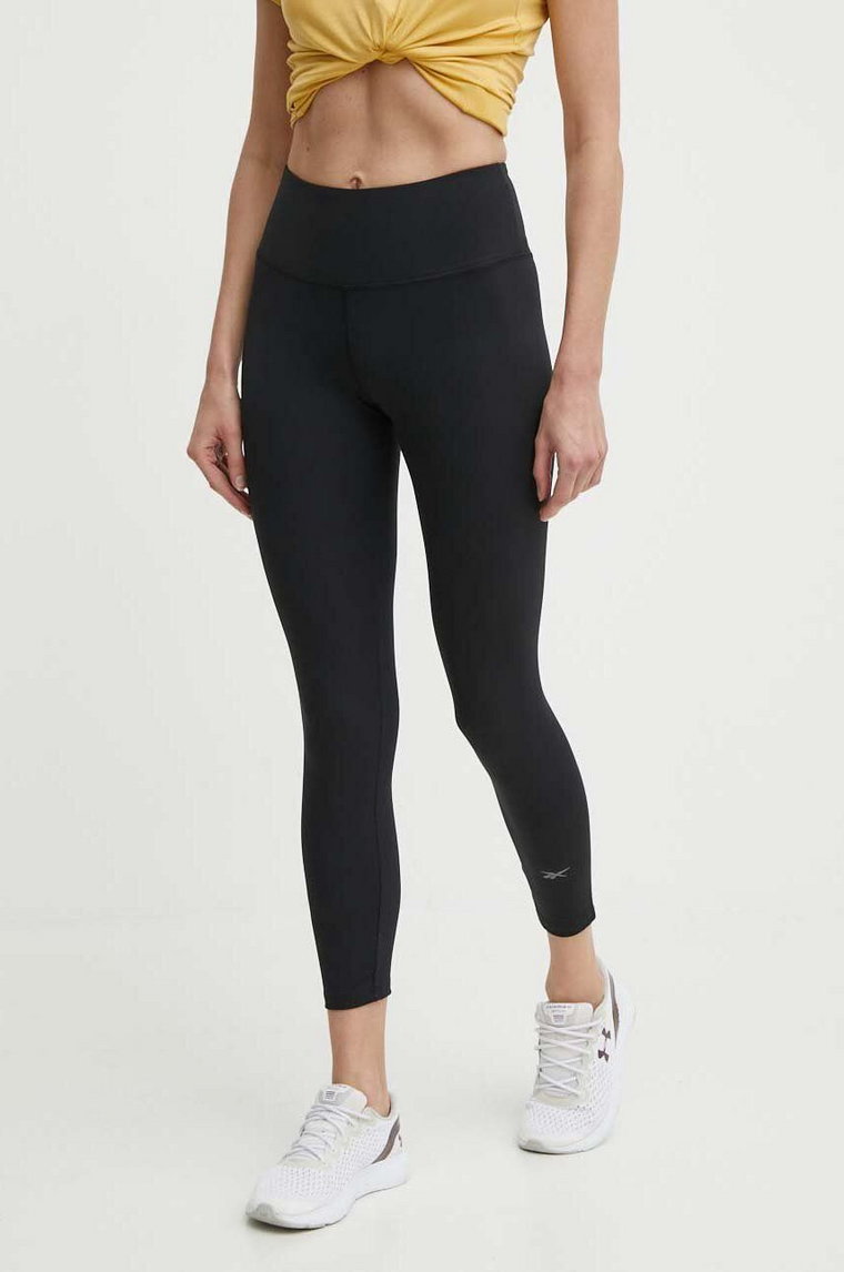 Reebok legginsy treningowe Active Collective Dreamblend kolor czarny gładkie 100075390