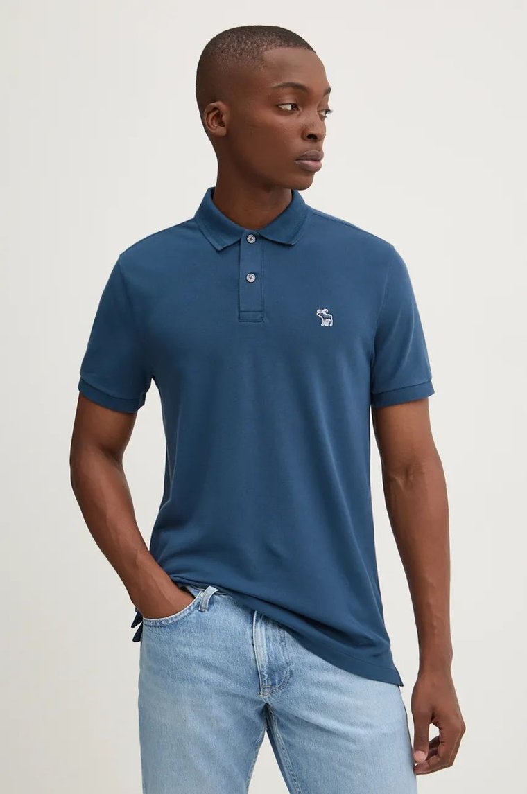 Abercrombie & Fitch polo męski kolor niebieski gładki KI124-4380