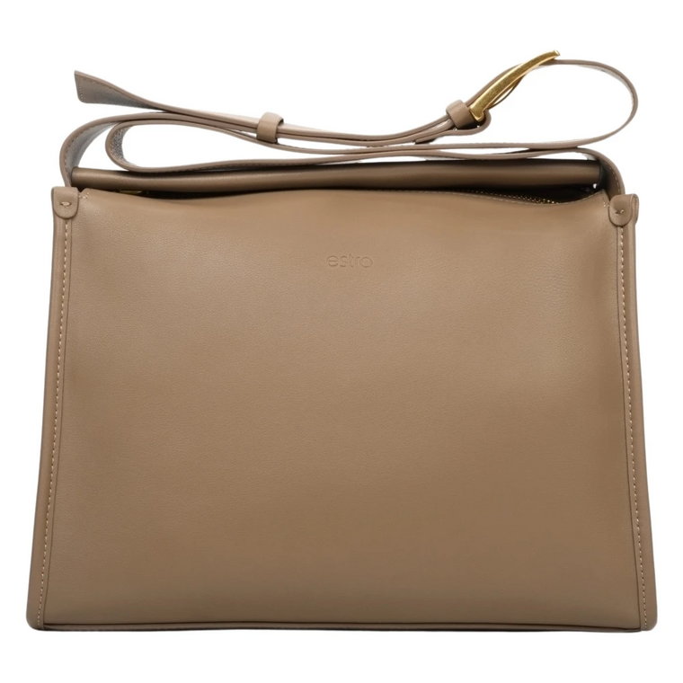 Womens Light Brown Messenger Bag made of Genuine Leather Estro Er00112498 Estro