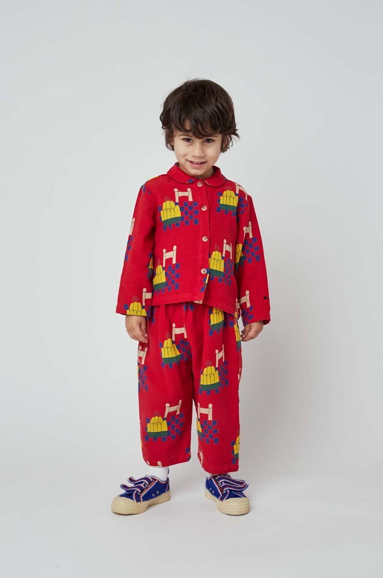 Bobo Choses piżama niemowlęca kolor czerwony wzorzysta