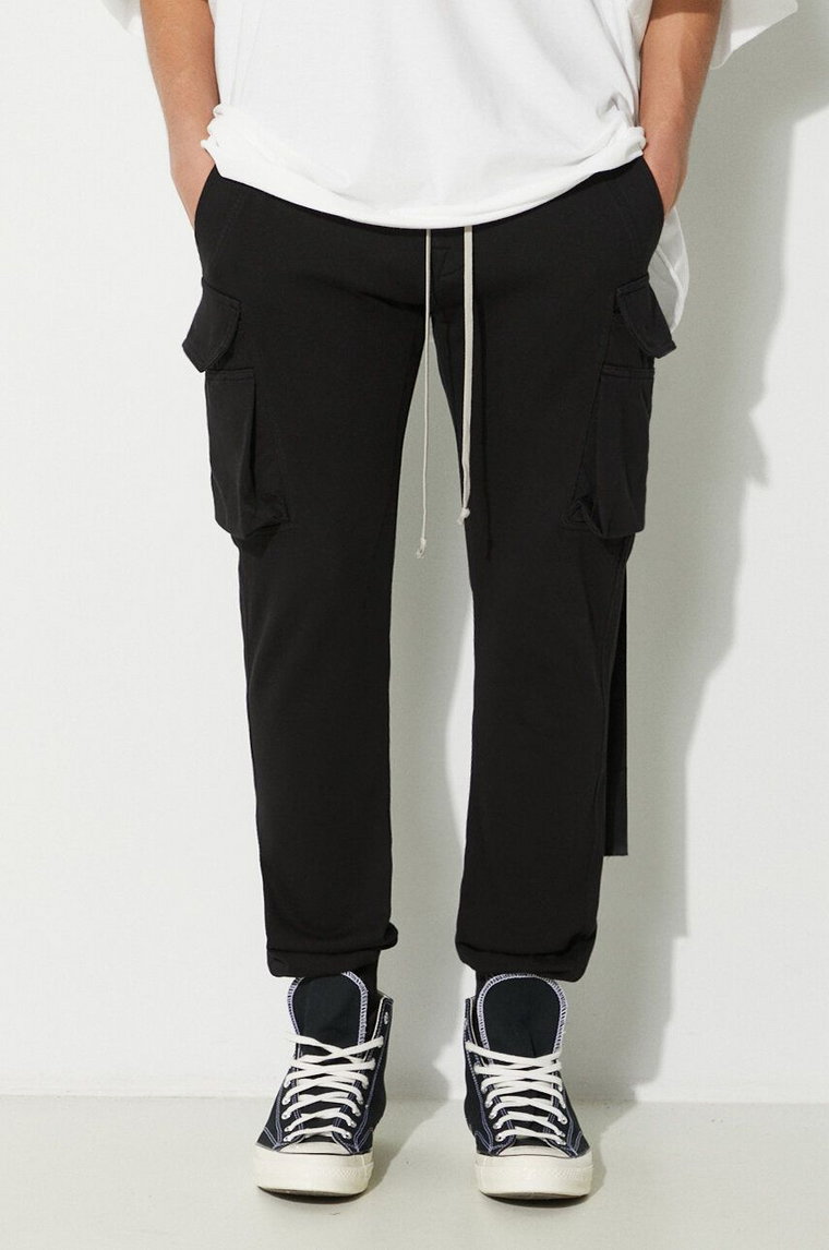 Rick Owens spodnie dresowe bawełniane Knit Pants Mastodon Cut kolor czarny gładkie DU01D1386.RIG.09