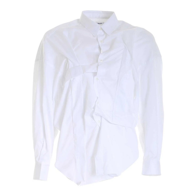 Biała Koszula z Fałdami, Luźna Elegancja Comme des Garçons