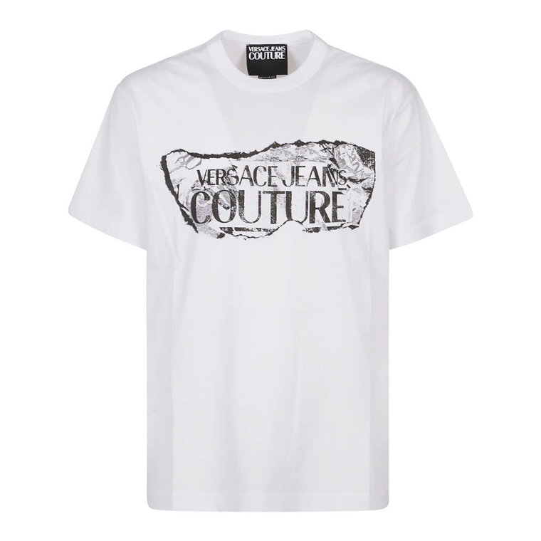 Biała Koszulka z Logo Magazynu Versace Jeans Couture