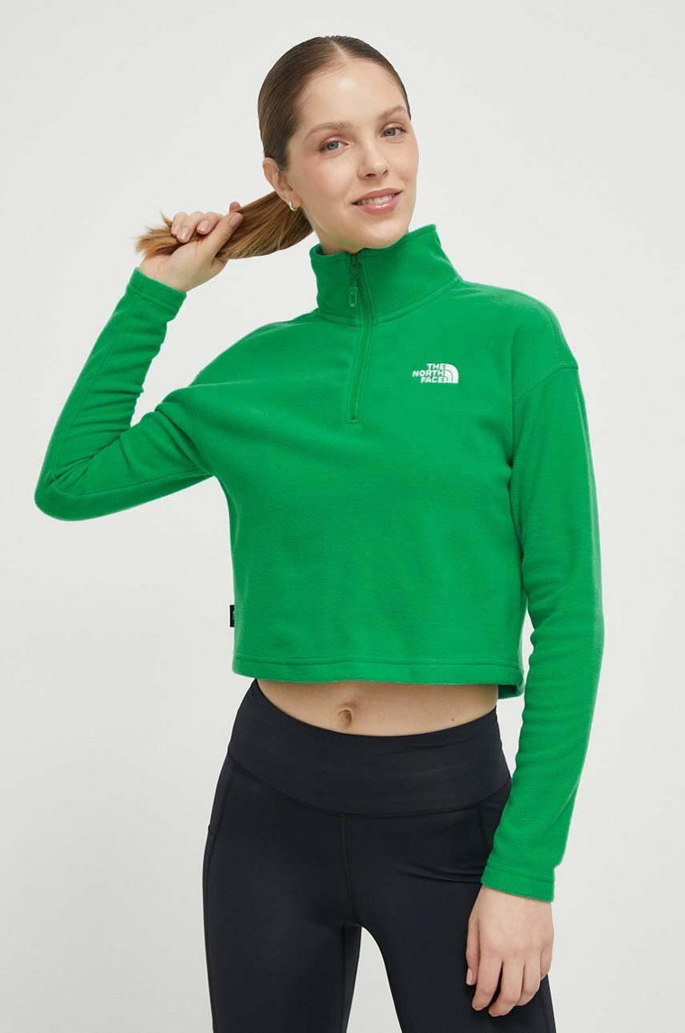 The North Face bluza sportowa 100 Glacier Cropped kolor zielony gładka NF0A855NPO81