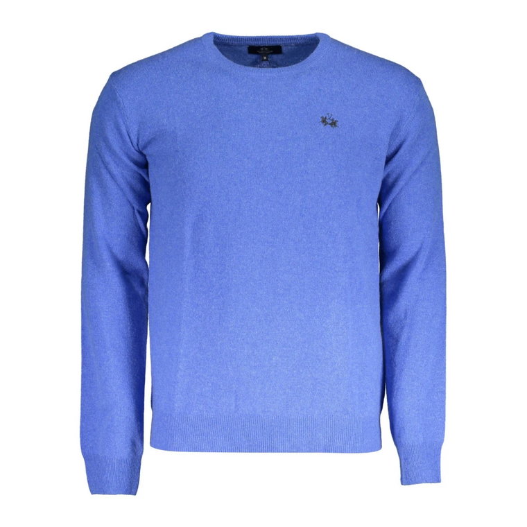 Niebieski Sweter z Haftem La Martina
