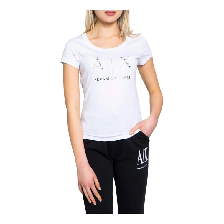 Biała Koszulka z Nadrukiem dla Kobiet Armani Exchange