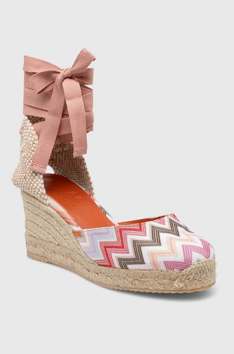 Missoni espadryle Eva 86 kolor różowy na koturnie M25_002