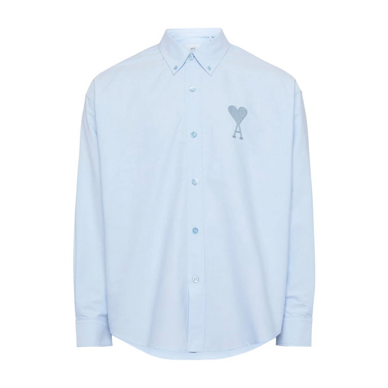 Niebieska Koszula z Haftowanym Logo, 100% Bawełna Ami Paris