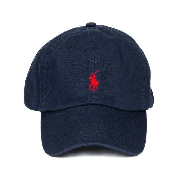 Granatowy Bawełniany Kapelusz z Haftowanym Logo Polo Ralph Lauren