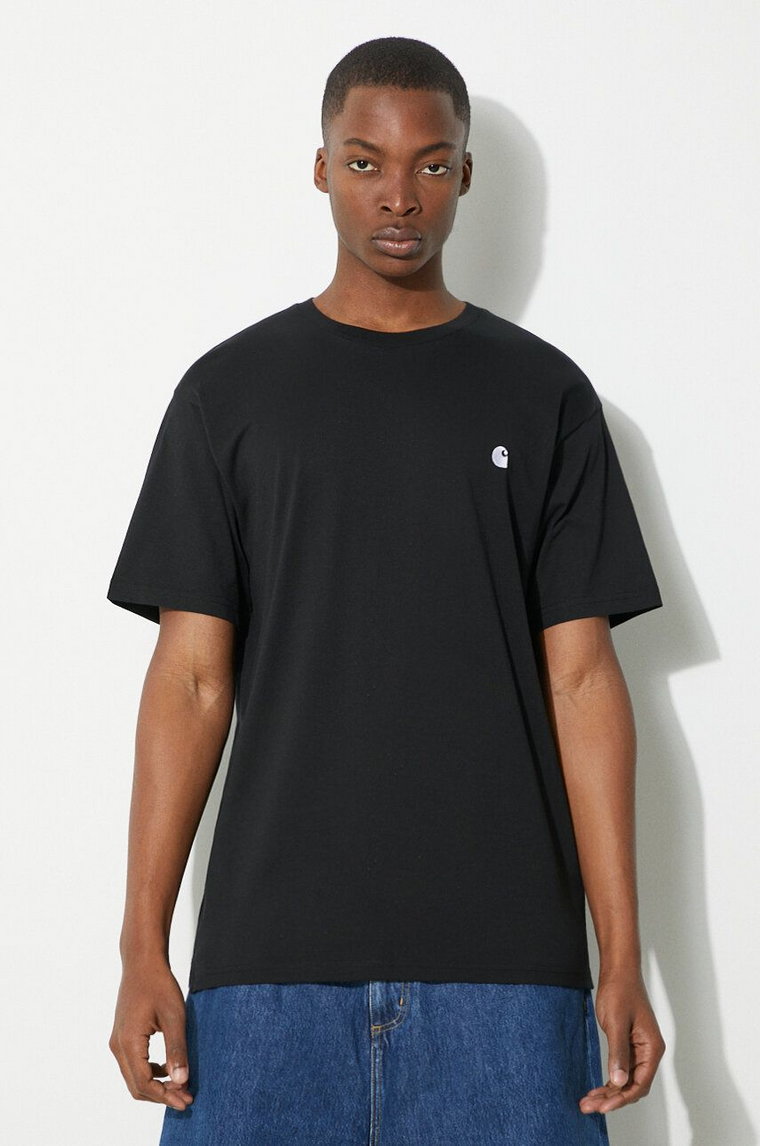 Carhartt WIP t-shirt bawełniany S/S Madison męski kolor czarny gładki I033000.0D2XX