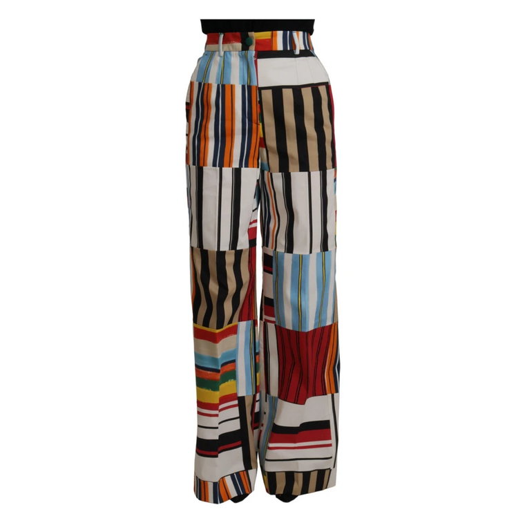 Wielokolorowe Spodnie z Wysokim Stanem z Bawełny Dolce & Gabbana