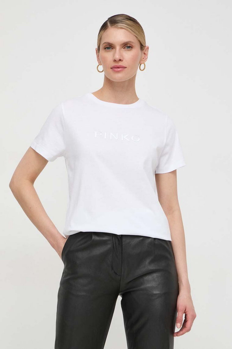 Pinko t-shirt bawełniany damski kolor biały 101752.A1NW