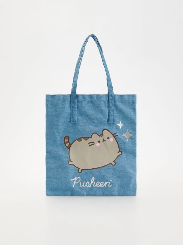 Reserved - Torba shopper Pusheen - jasnoniebieski