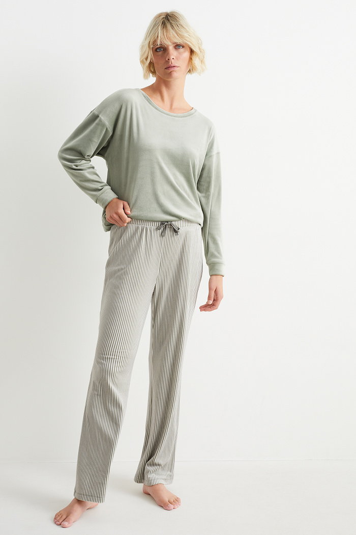 C&A Welurowa piżama na zimę, Zielony, Rozmiar: XL