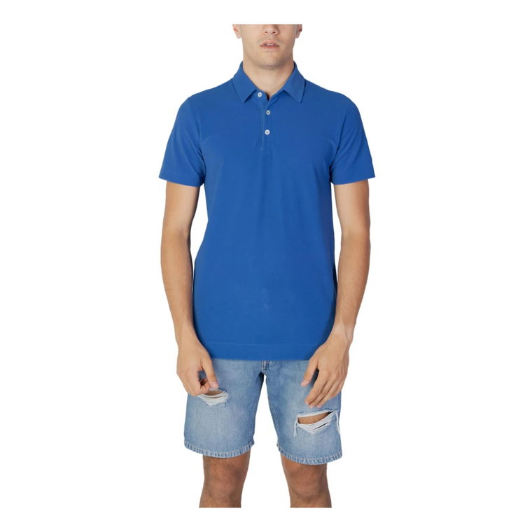 Męska niebieska koszulka polo gładka Sunspel