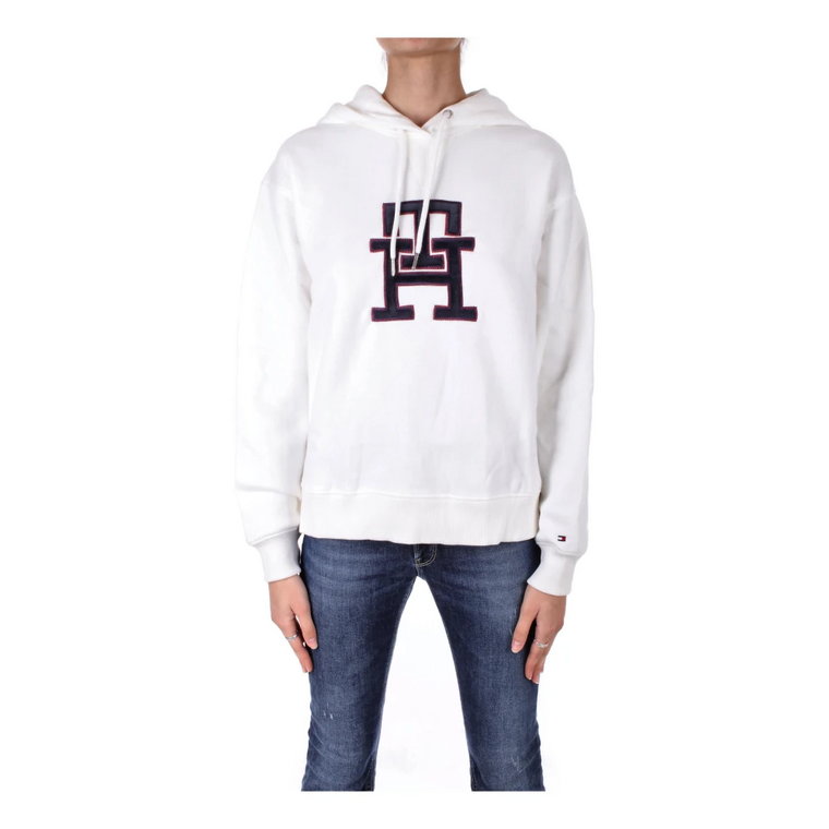 Beżowe Swetry z Logo Tommy Hilfiger Tommy Hilfiger