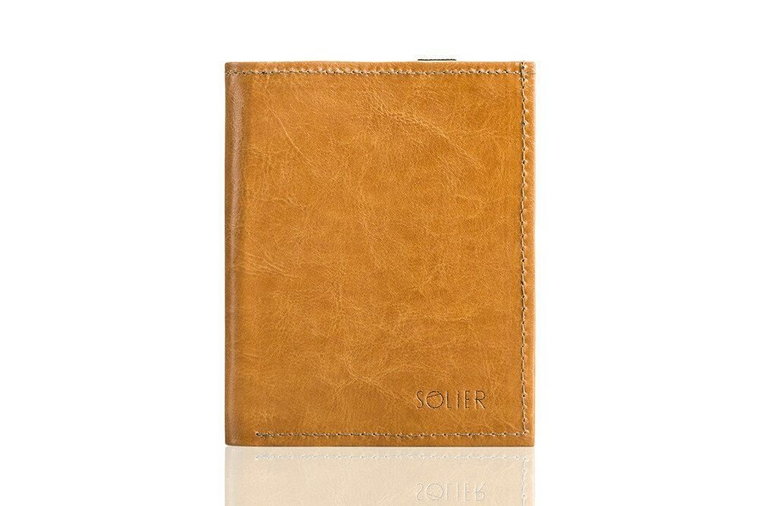 Jasno brązowe skórzane portfel etui na paszport SOLIER SW07