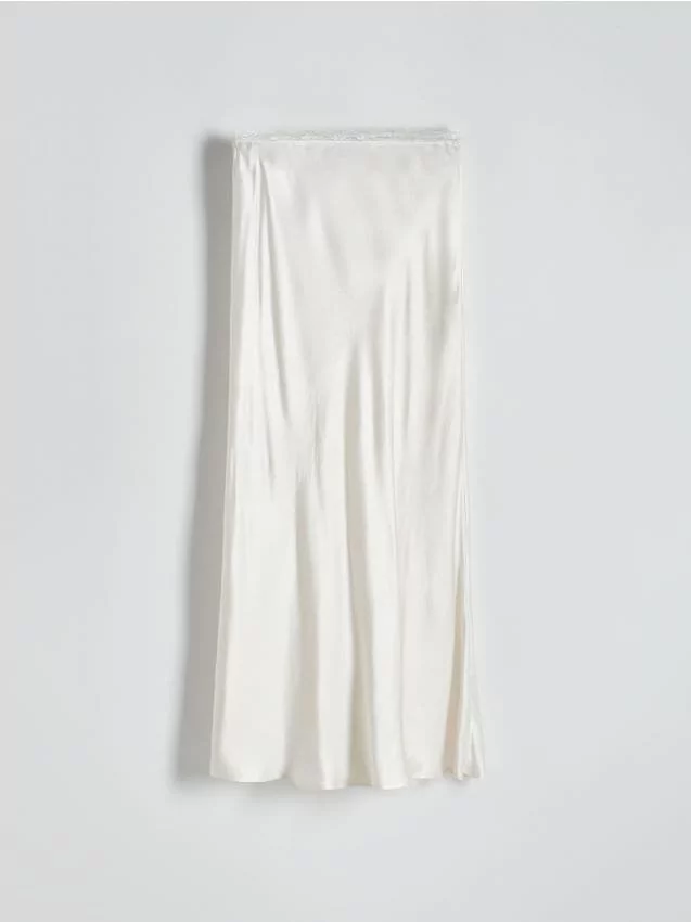 Reserved - Spódnica maxi z wiskozy - złamana biel