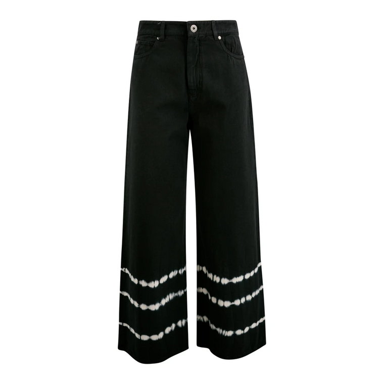 Czarne spodnie z bawełny w stylu Tie Dye Max Mara Weekend