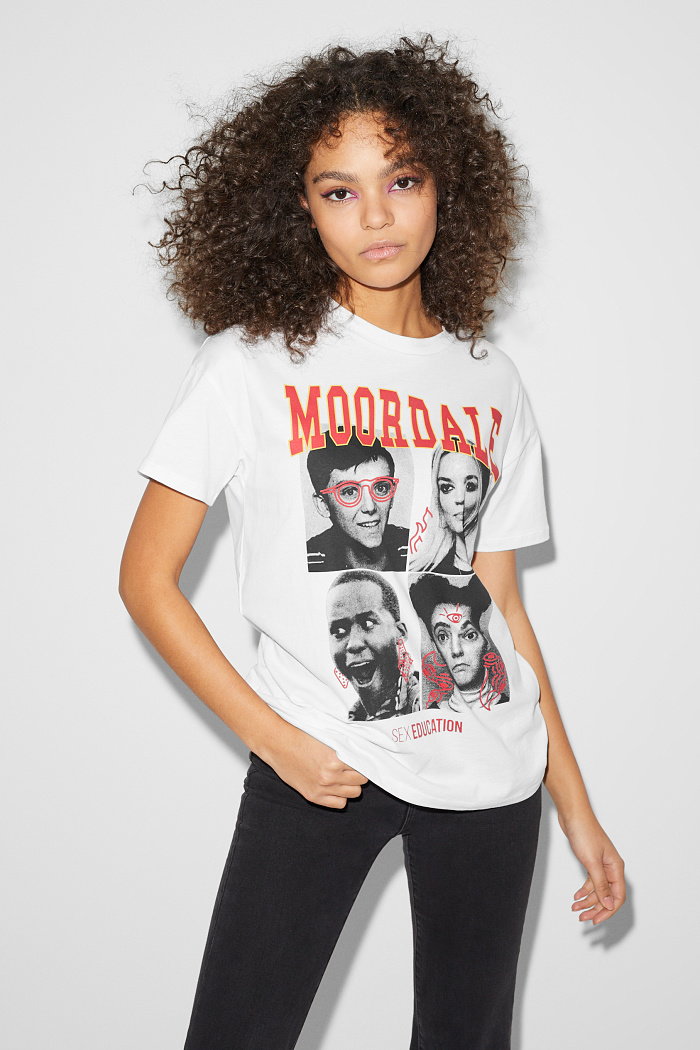 C&A CLOCKHOUSE-T-shirt-Netflix-Sex Education, Biały, Rozmiar: XS