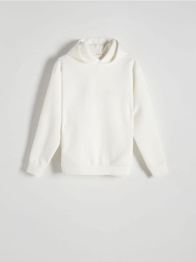 Reserved - Bluza z minimalistycznym nadrukiem - złamana biel