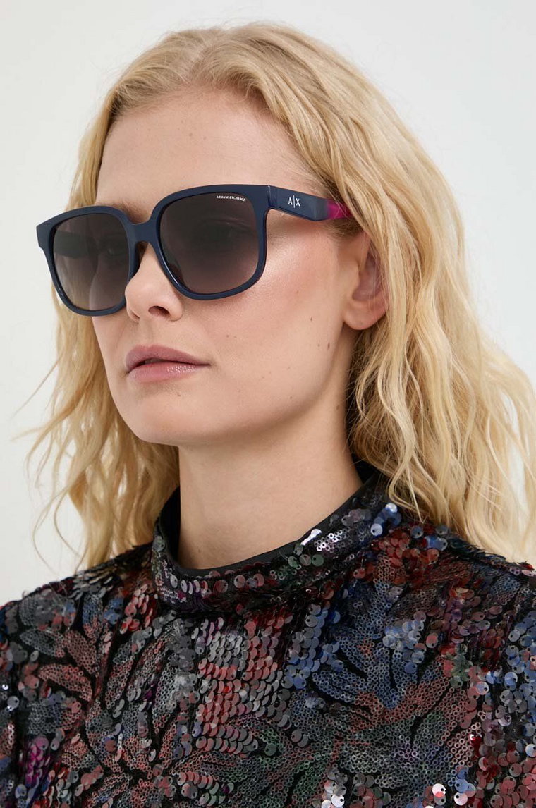Armani Exchange okulary przeciwsłoneczne damskie kolor granatowy