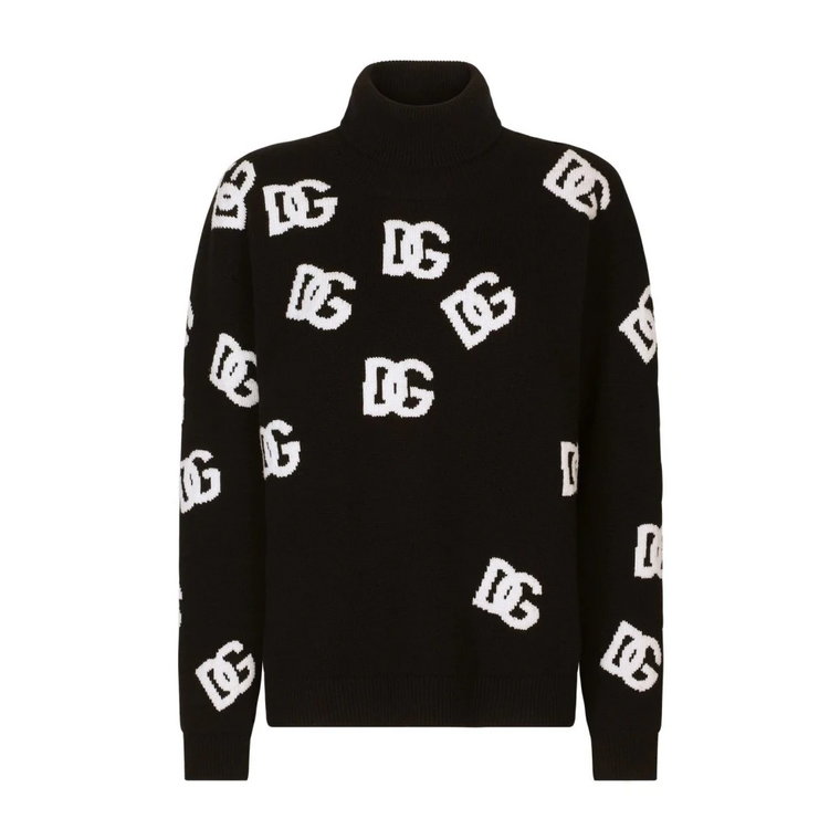 Sweter z golfem z logo z wełny Dolce & Gabbana