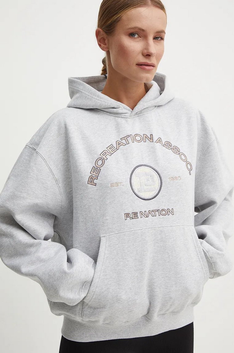 P.E Nation bluza Outfield Hoodie damska kolor szary z kapturem melanżowa 243H396