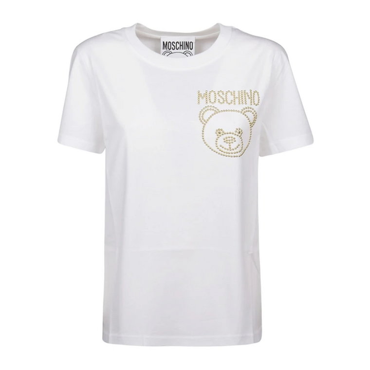 Biała Koszulka z Logo dla Kobiet Moschino