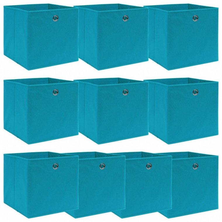 Pudełka, 10 szt., błękitne, 32x32x32 cm, tkanina kod: V-288375