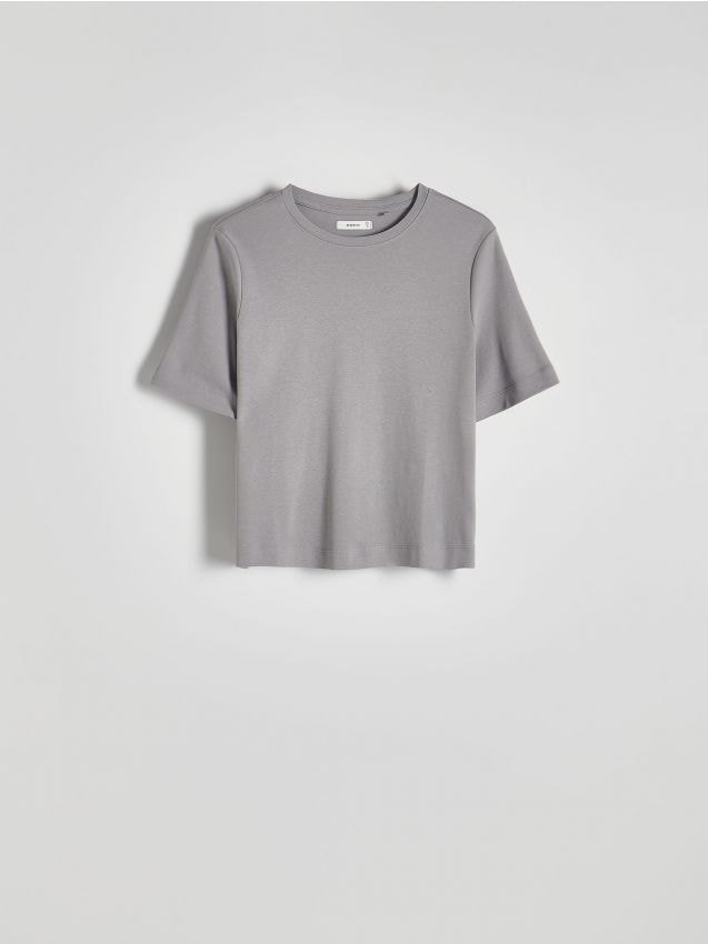 Reserved - T-shirt z bawełny - jasnoszary