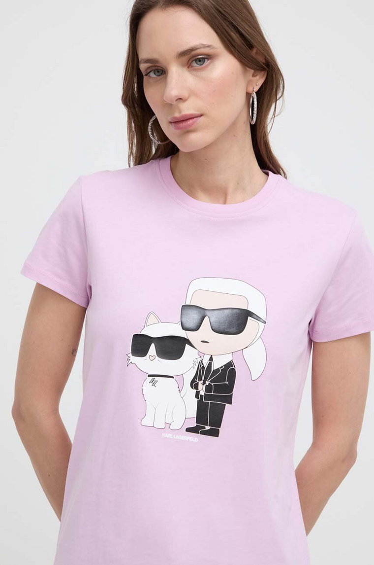 Karl Lagerfeld t-shirt bawełniany kolor różowy