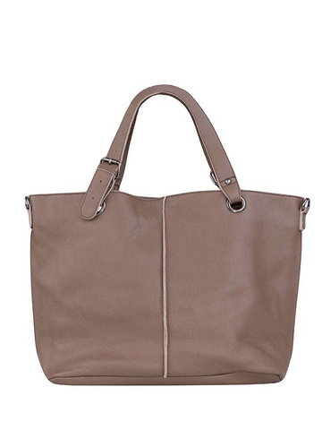 FREDs BRUDER Skórzany shopper bag "Shopzilla" w kolorze szarobrązowym - 48 x 32 x 15 cm