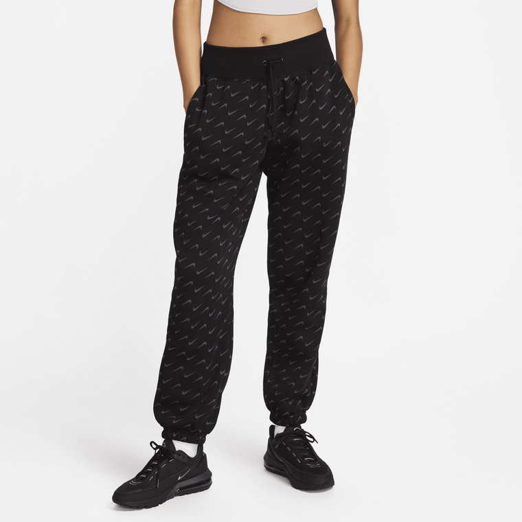 Damskie spodnie dresowe o kroju oversize z nadrukiem Nike Sportswear Phoenix Fleece - Brązowy