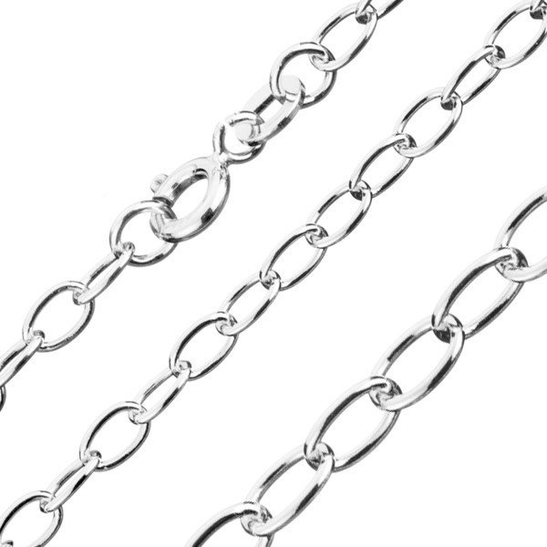 Srebrny łańcuszek 925 - standardowe owalne ogniwa, szerokość 1,2 mm, długość 550 mm