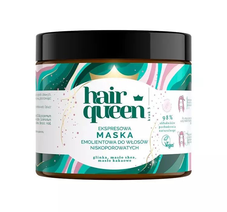 HAIR QUEEN EMOLIENTOWA MASKA DO WŁOSÓW NISKOPOROWATYCH 400ML