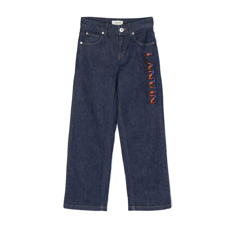 Stylowe Jeansy dla Chłopców z Haftowanym Logo Lanvin